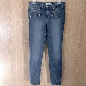 PAIGE Indigo Zip Light Blue Straight Ankle Jeans